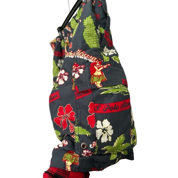 US Polo Assn Men’s Black Green Floral Lined Swim Shorts Size Large - Picture 3 of 8